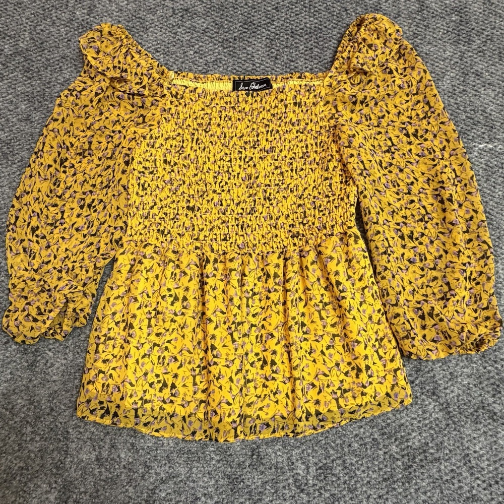 Sam Edelman Yellow floral off-shoulder top size XS